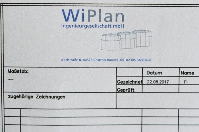 Foto von einem Abnahmeformular von WiPlan Ingeniergesellschaft mbH